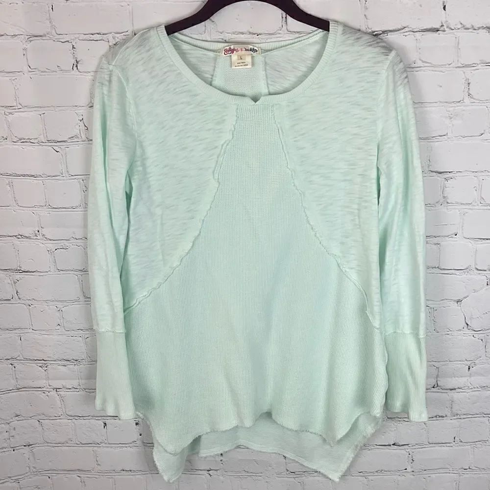 Ragdoll & Rockets Mint Long Sleeve Distressed Top Girls Size Large